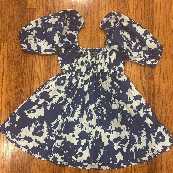 A&F Emerson Poplin Puff Sleeve Mini Dress - Navy and White - Size Medium - Picture 3 of 10